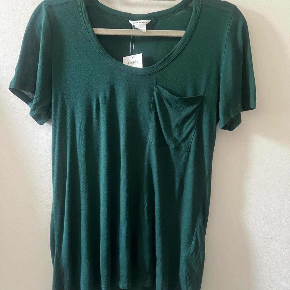 Club Monaco Dark Green Short Sleeve Pocket Tee